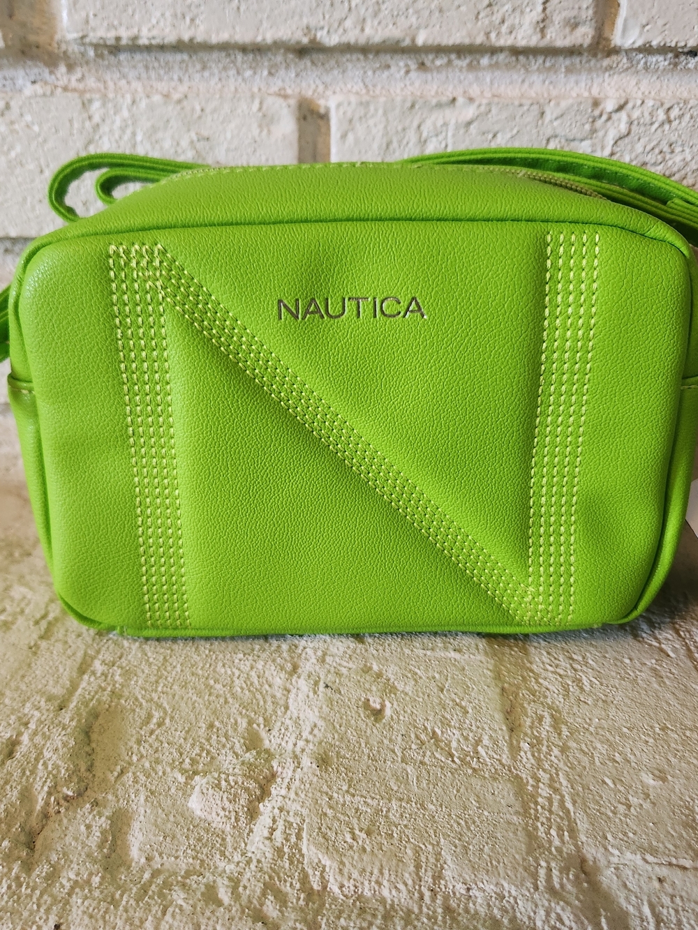Nautica Candid Logo Quilt Crossbody Bag Lime Green NWT Adjustable Strap